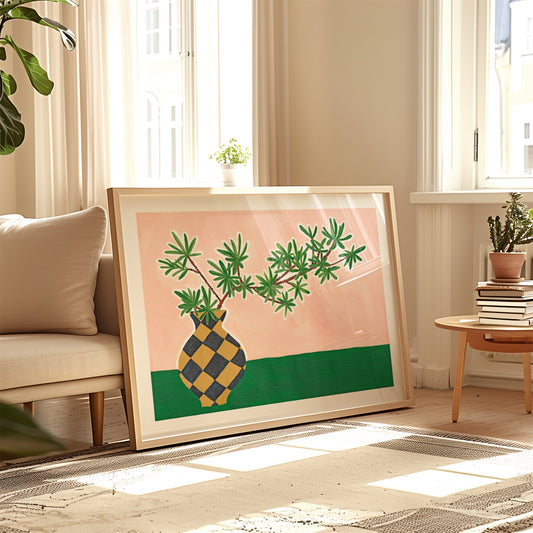 Botanical Checked Vase Print