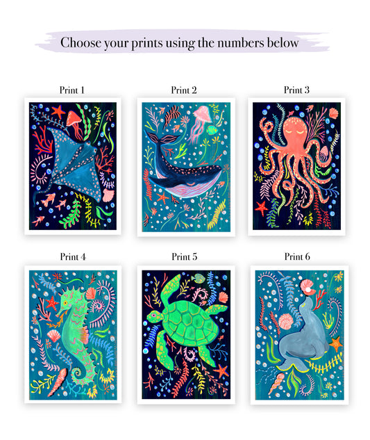 Sea Life Nursery Wall Art Set