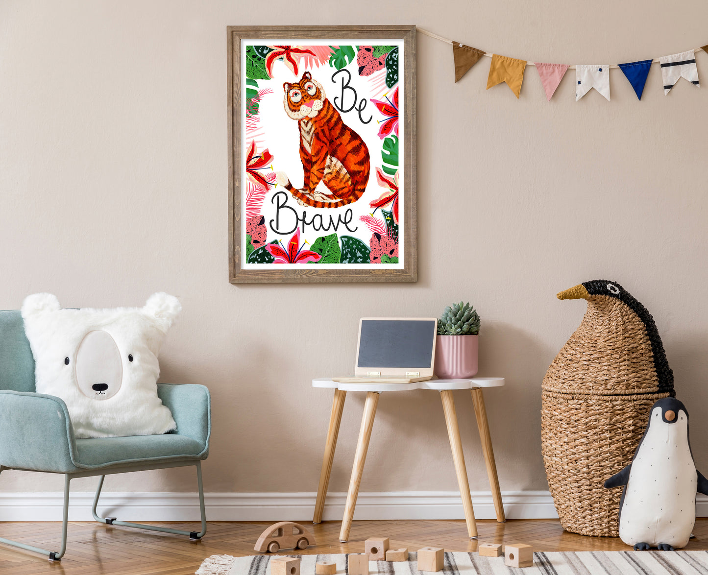 Colour Indian Tiger Wall Art