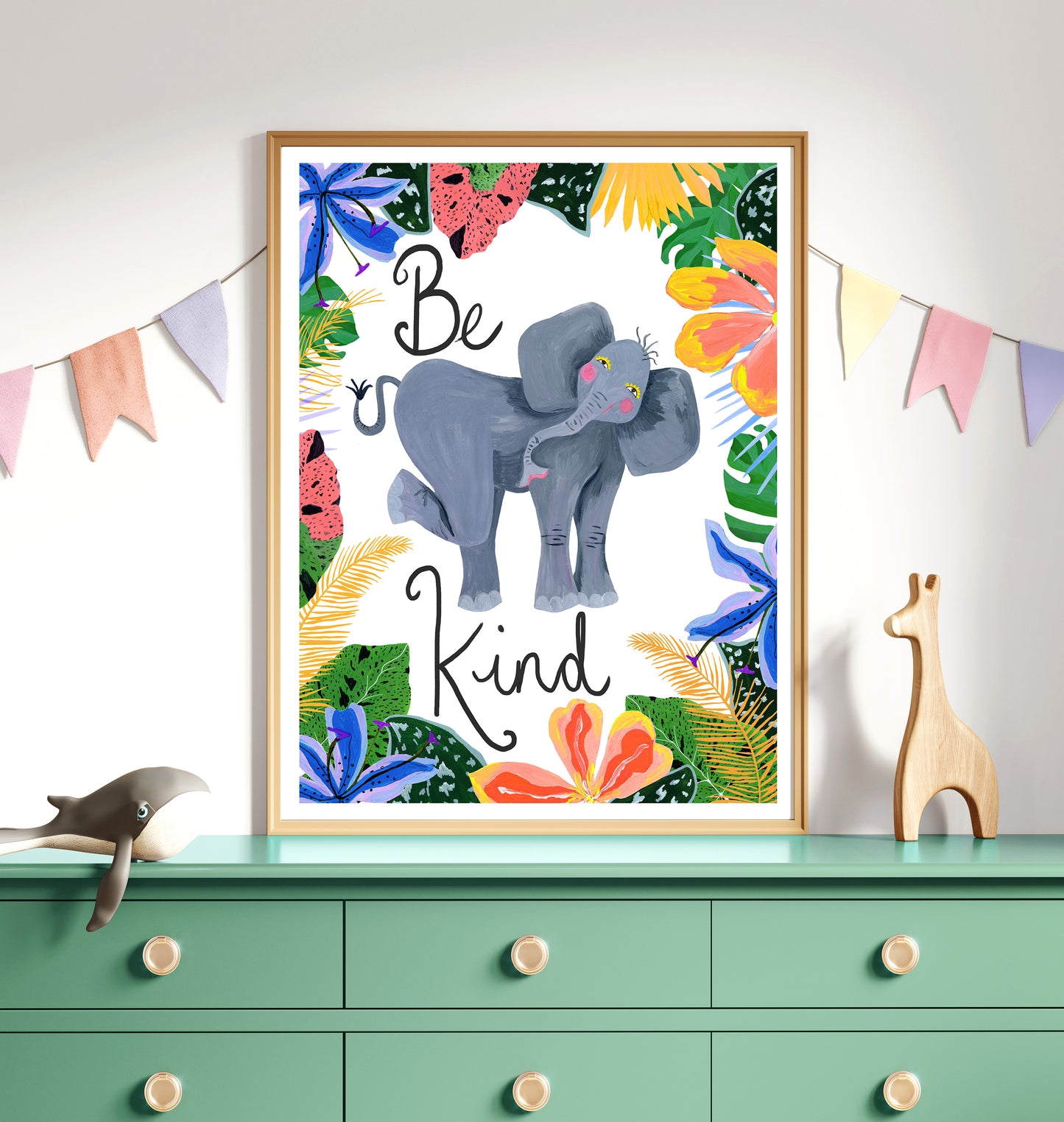 Be Kind Safari Elephant Art Print