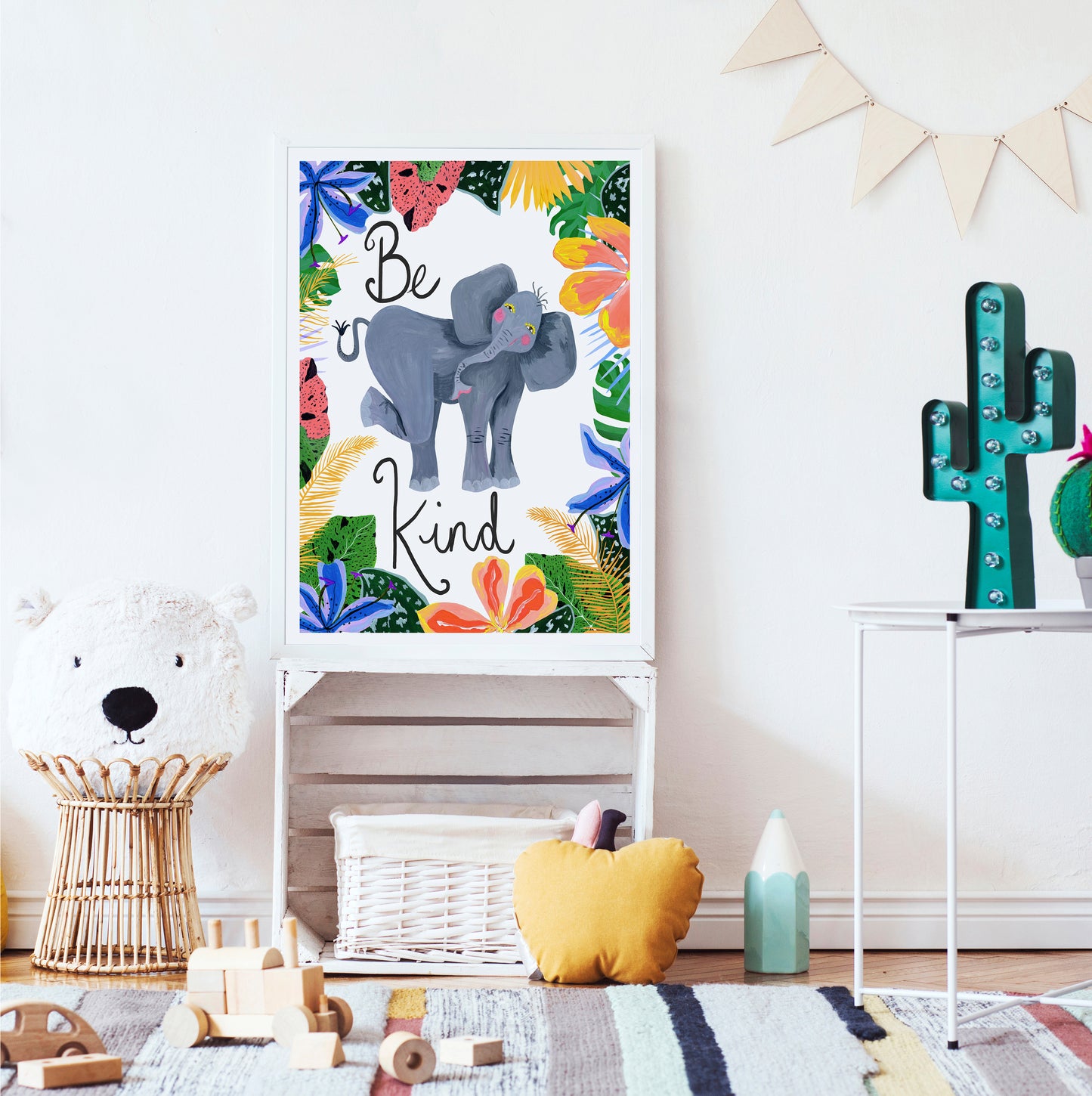 Be Kind Safari Elephant Art Print