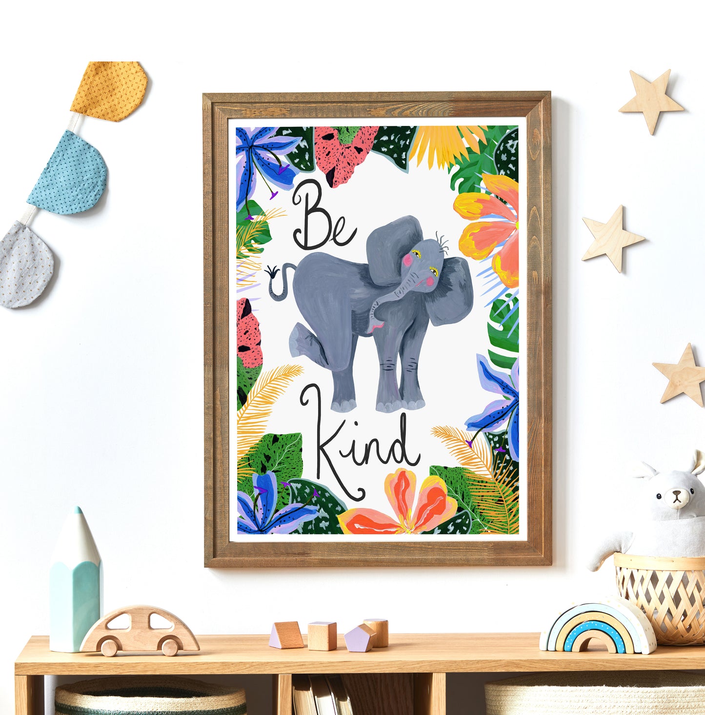 Be Kind Safari Elephant Art Print