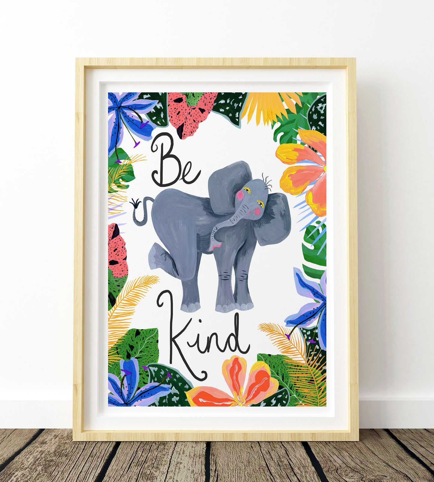 Be Kind Safari Elephant Art Print