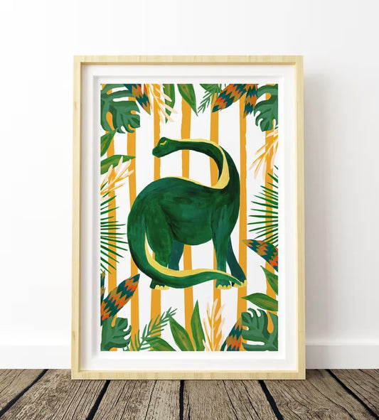 Brachiosaurus Green Dinosaur Art Print