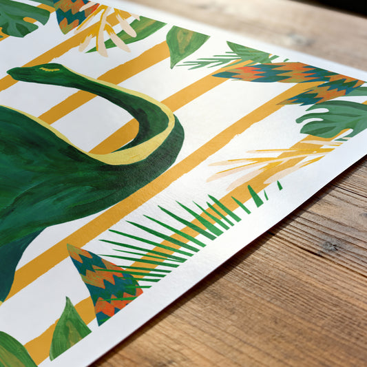Brachiosaurus Green Dinosaur Art Print