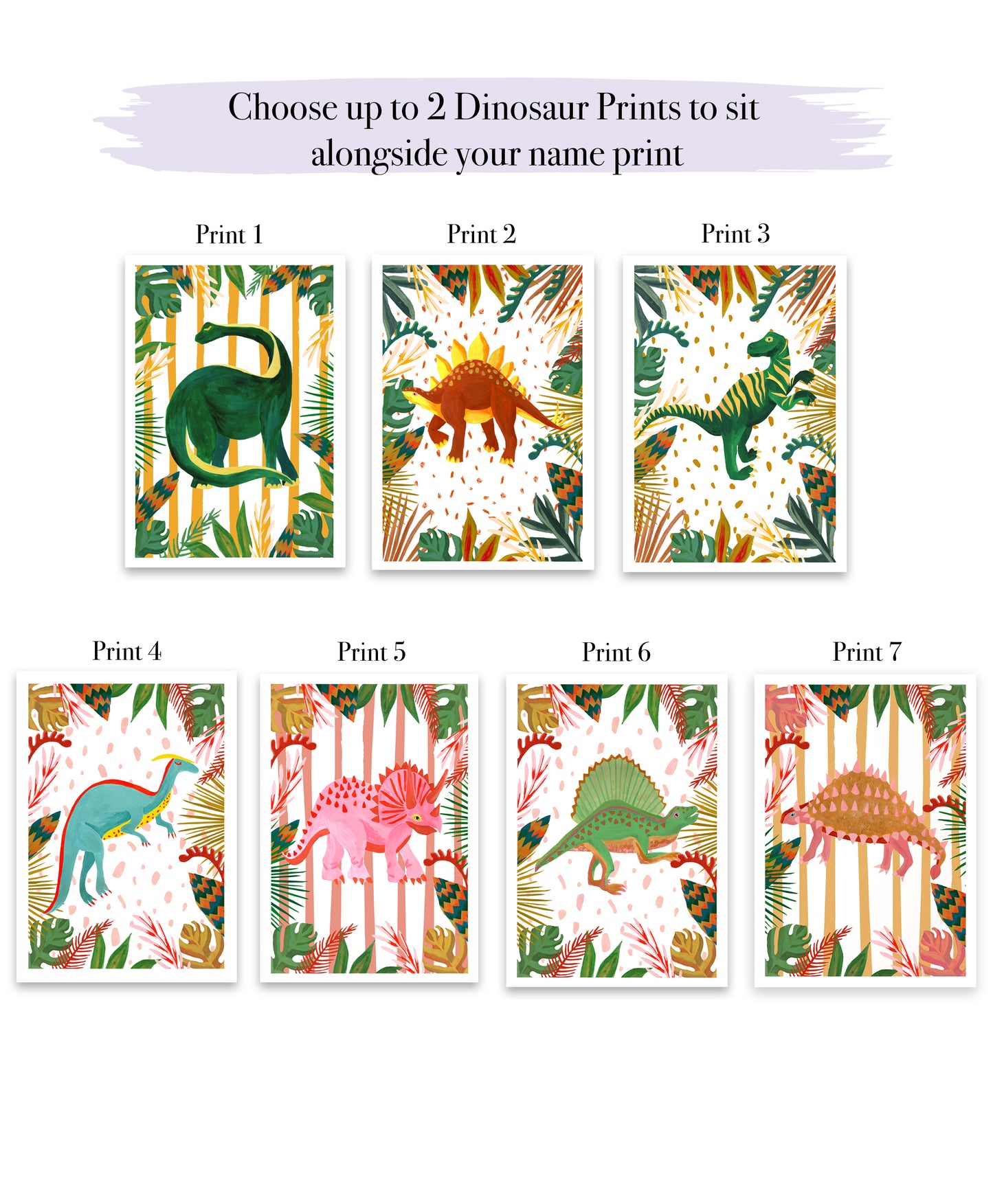 Dinosaur Name Print Set of 3