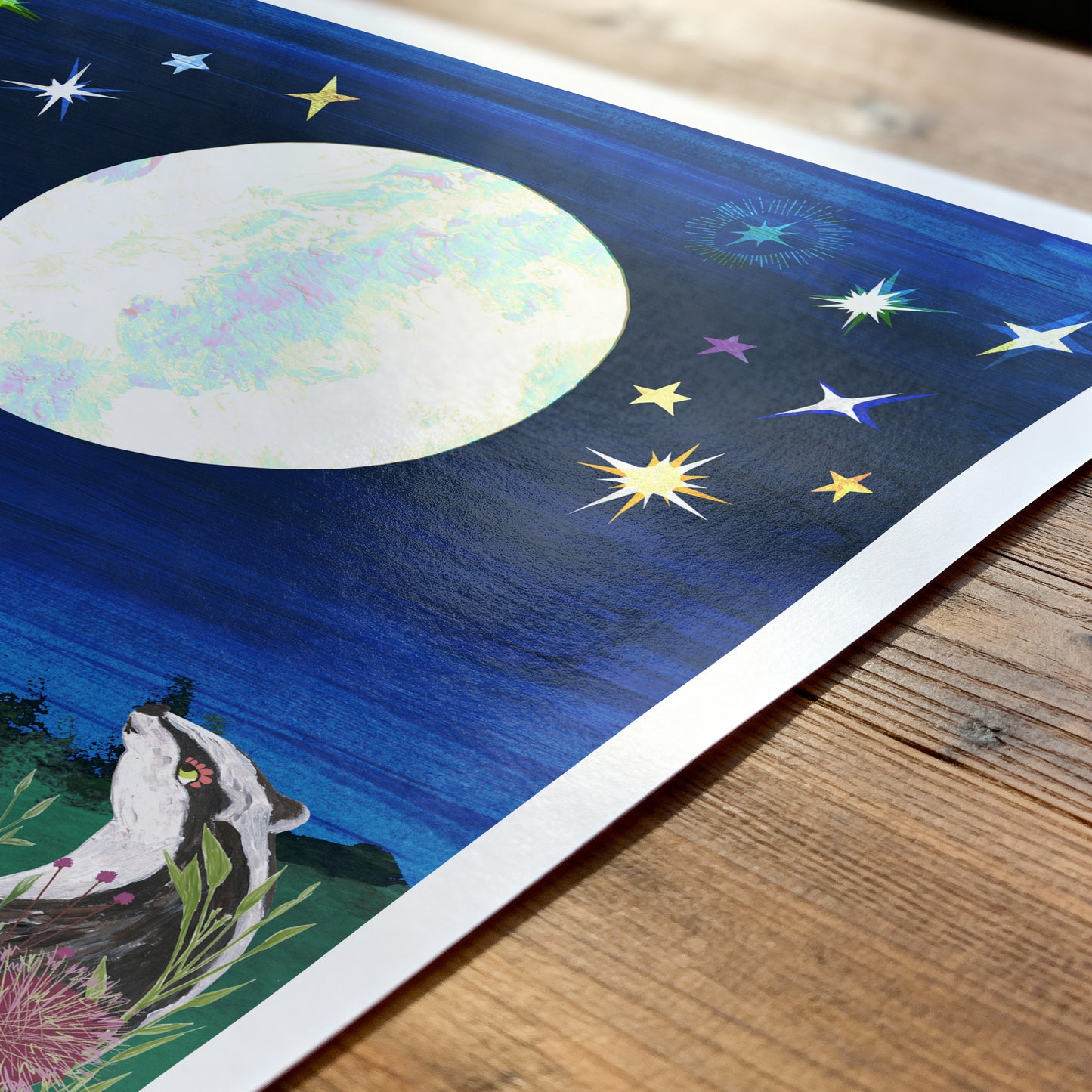 Full Moon Woodland Animal Print