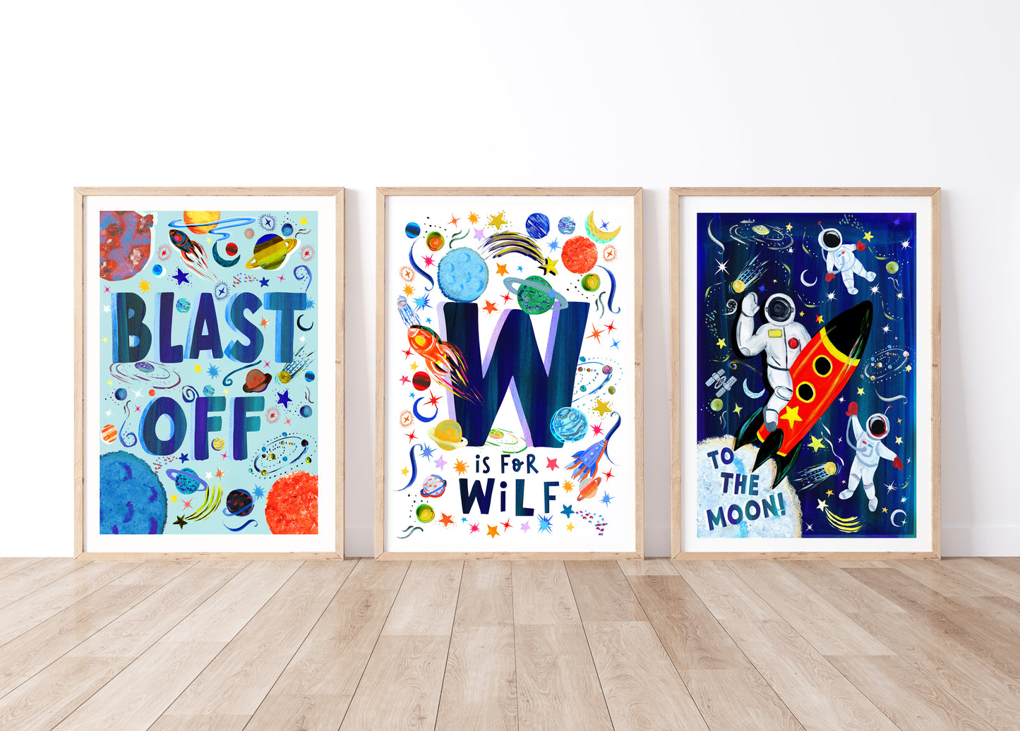 Space Initial Name Print Set of 3
