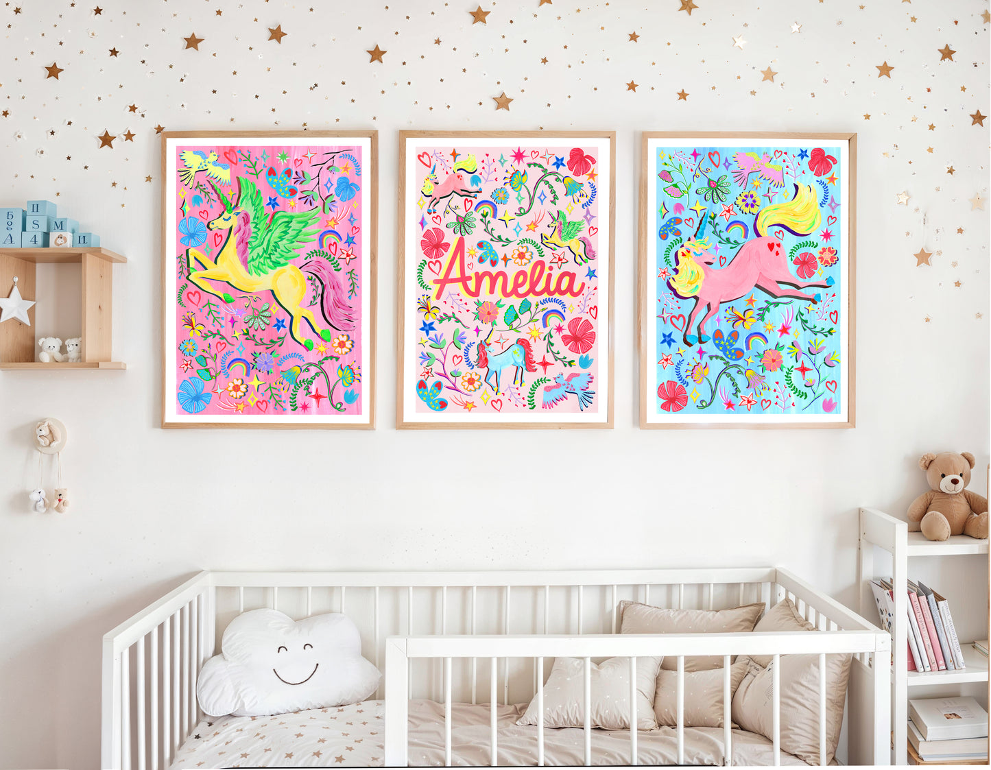 Unicorn Name Print Set of 3