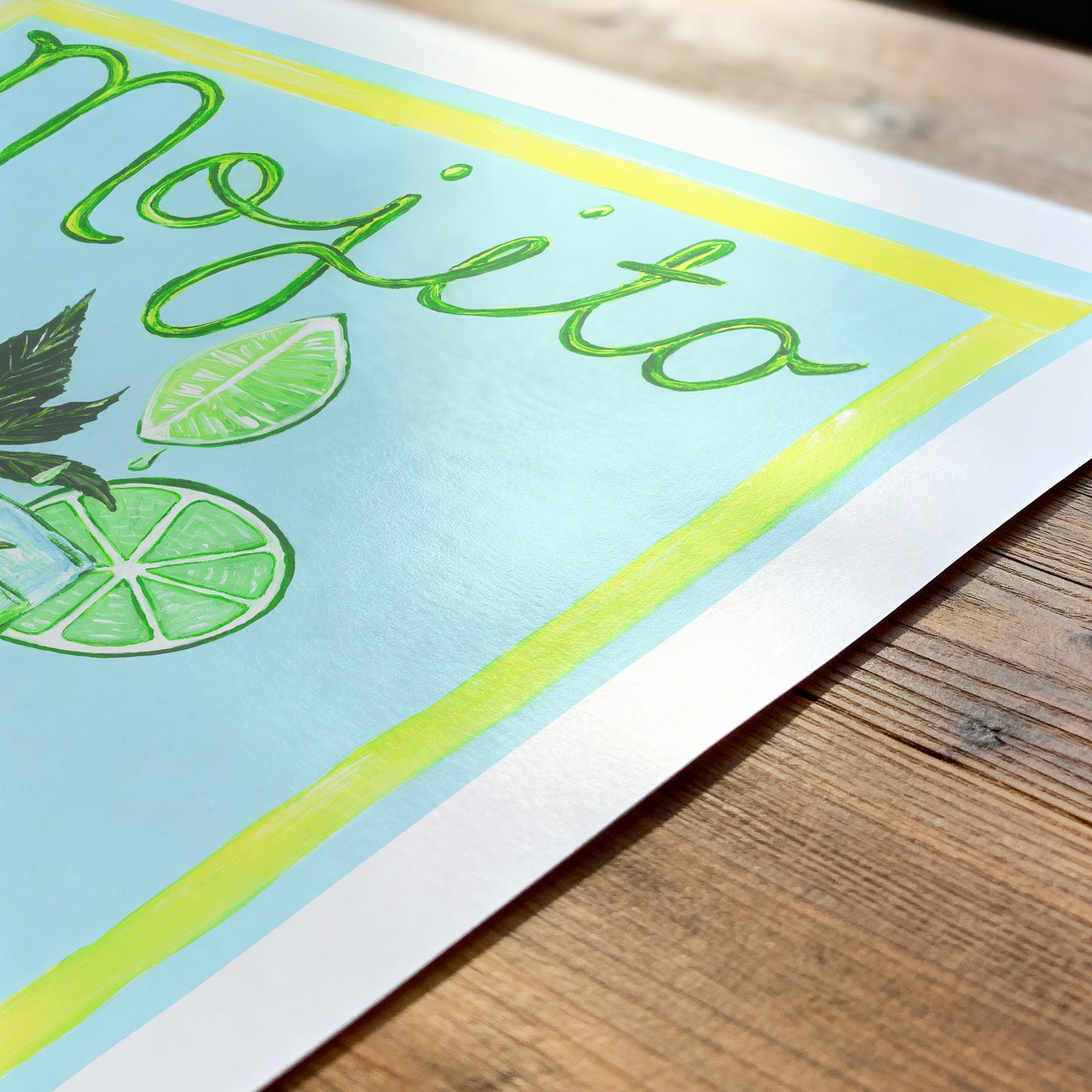 close up of a mojito cocktail illustration art print