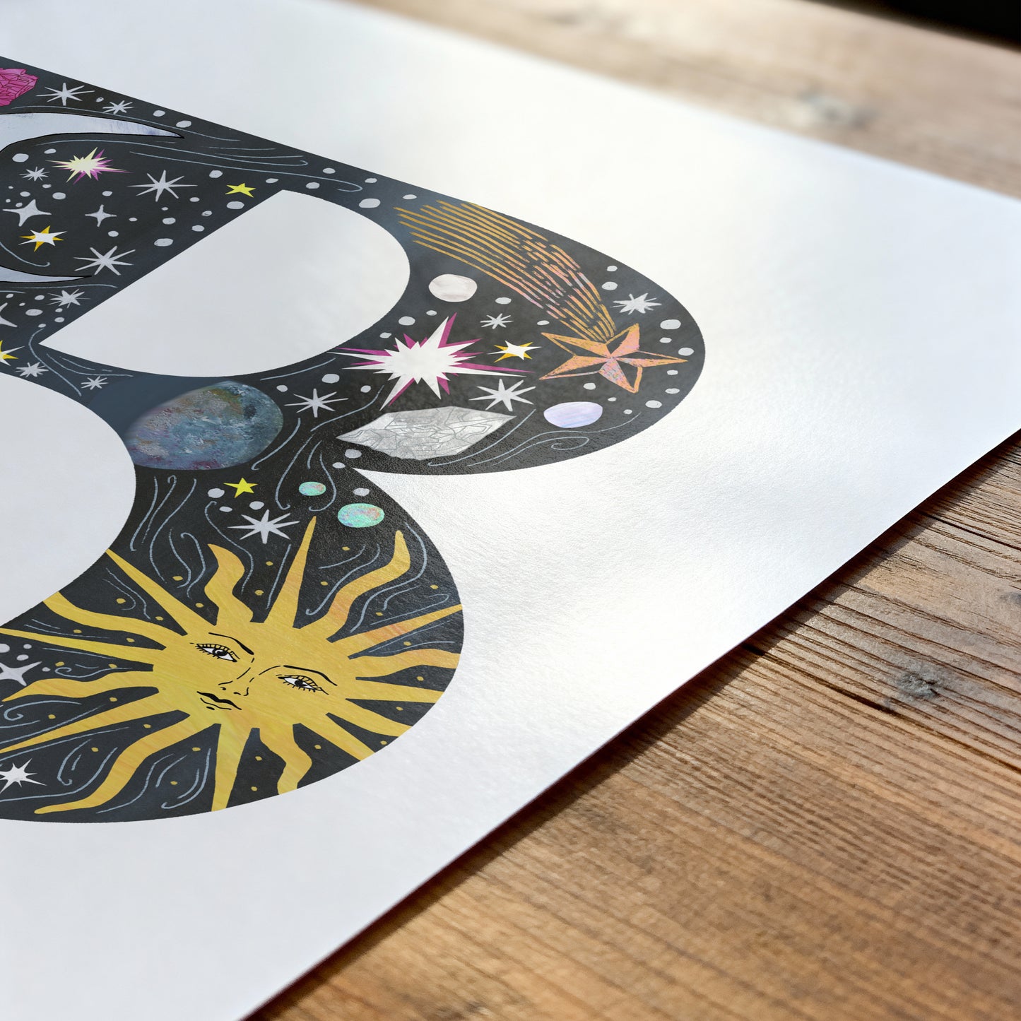 Sun Moon and Stars Personalised Initial Print