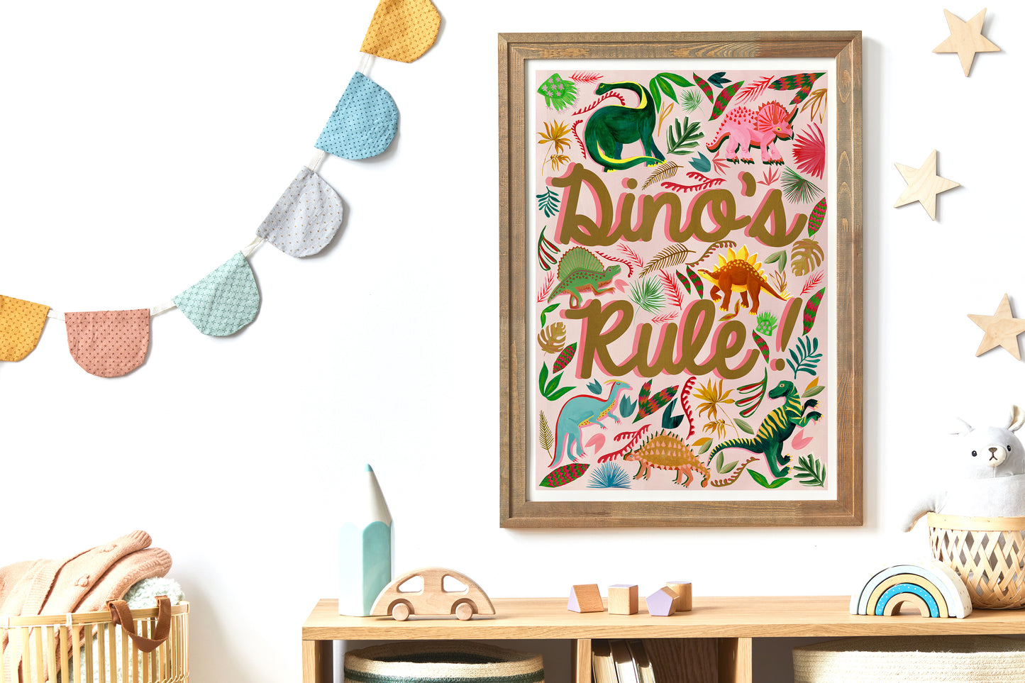 Dino's Rule Kids Dinosaur Art Print