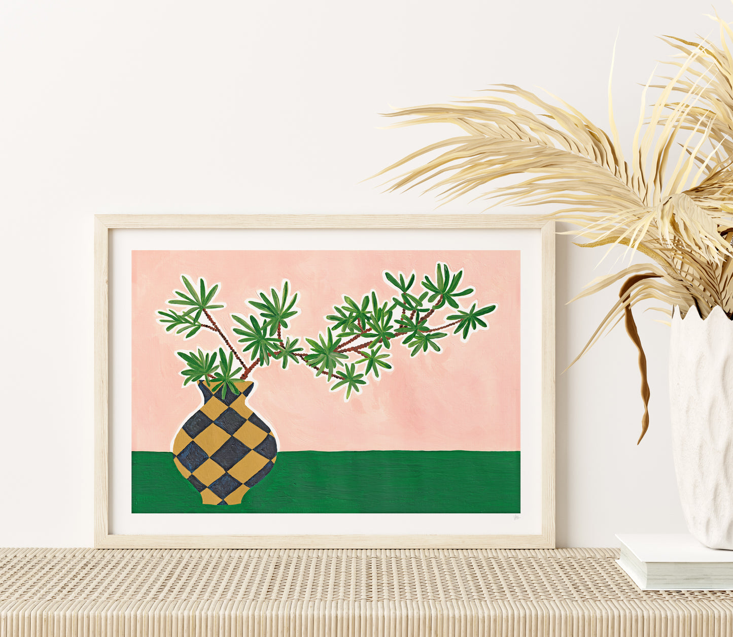 Botanical Checked Vase Print