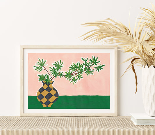Botanical Checked Vase Print