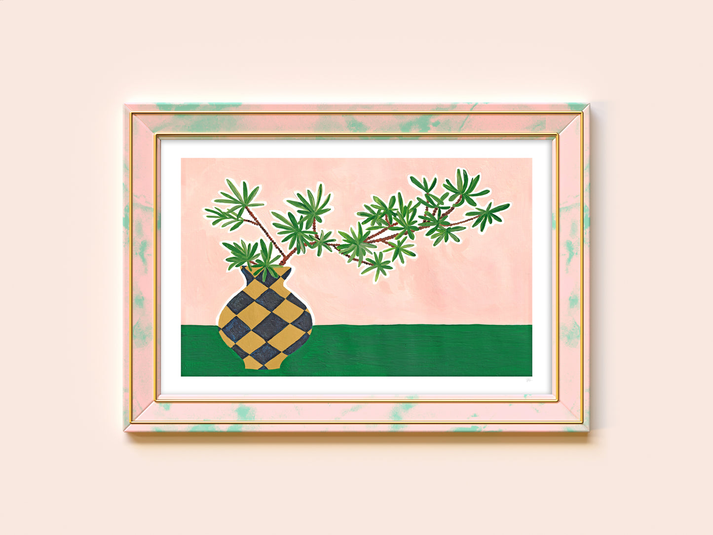 Botanical Checked Vase Print