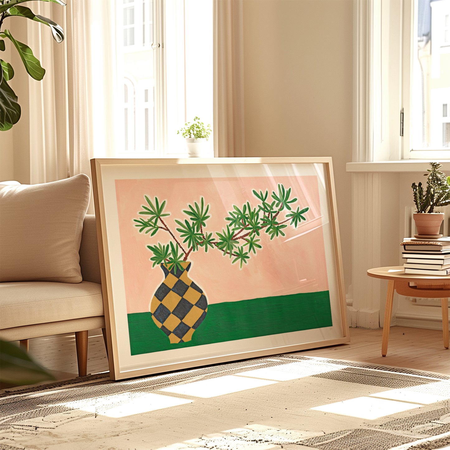 Botanical Checked Vase Print