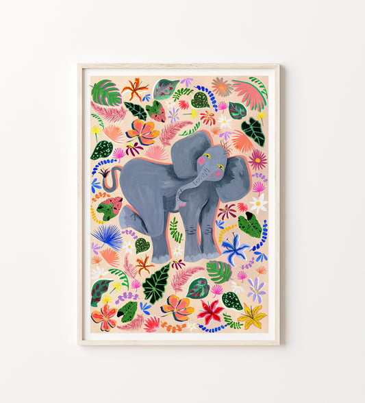 Elephant Safari Animal Art Print