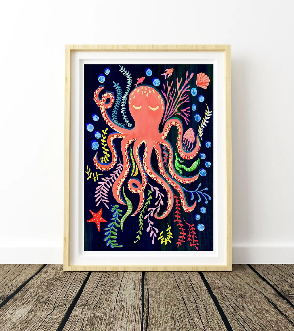 Octopus Ocean Art Print