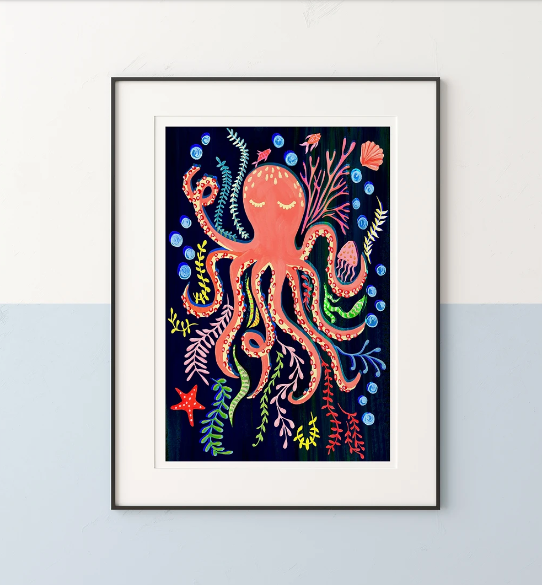 Octopus Ocean Art Print