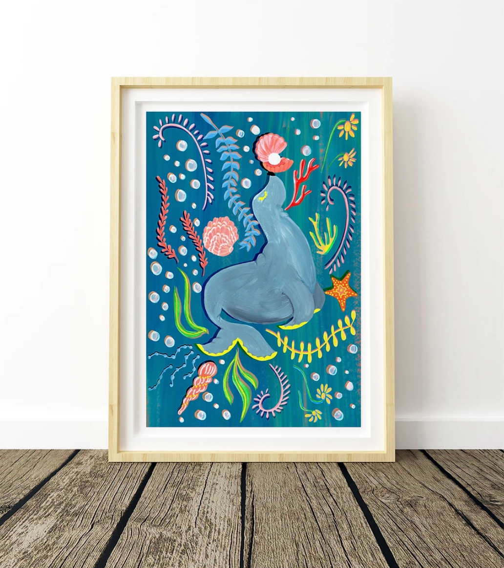 Sea Lion Ocean Art Print
