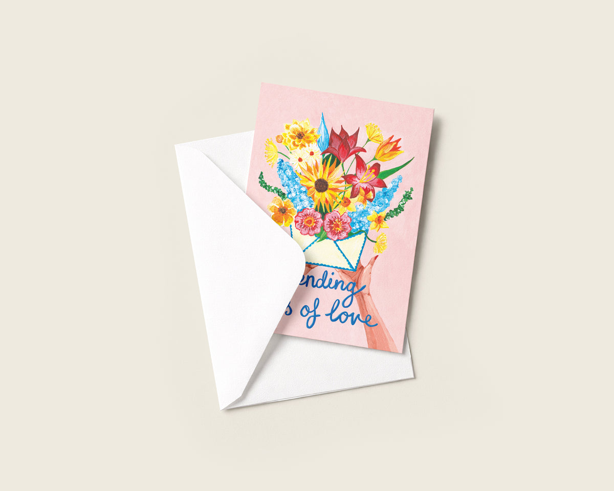 Sending Lots of Love Floral Greeting Card