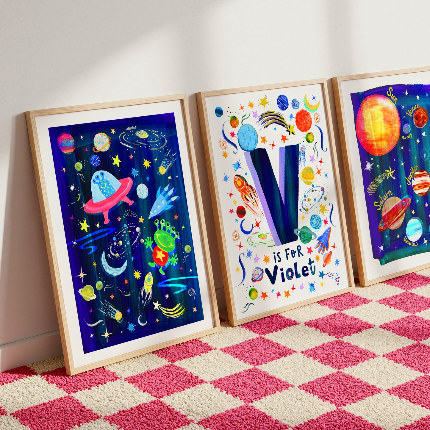 Space Initial Name Print Set of 3