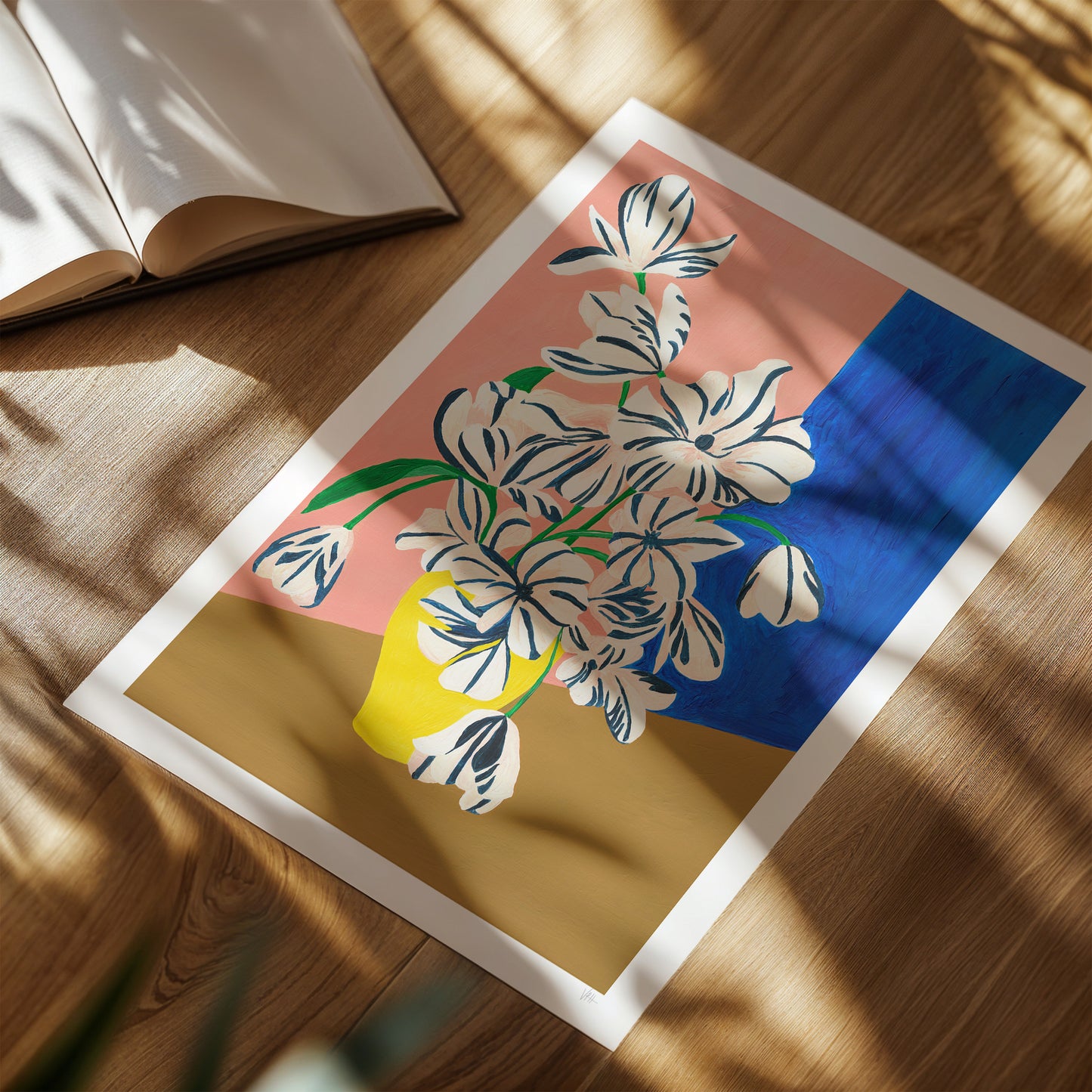 Colourful Stripe Flowers Print