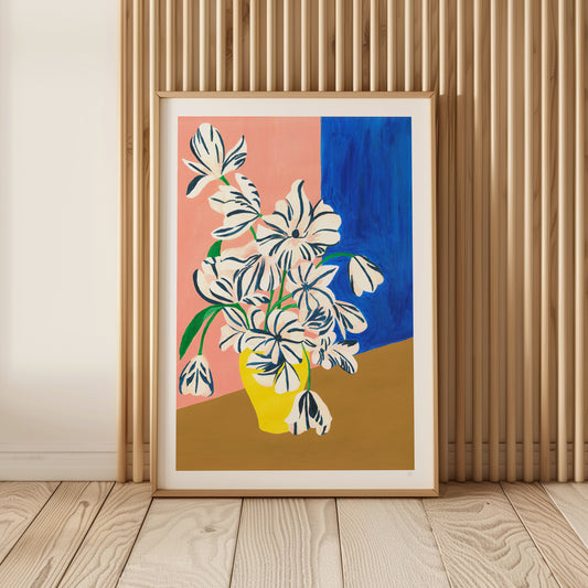 Colourful Stripe Flowers Print