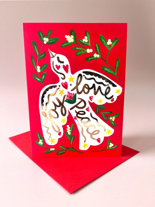 Love Joy Peace Dove Christmas Card