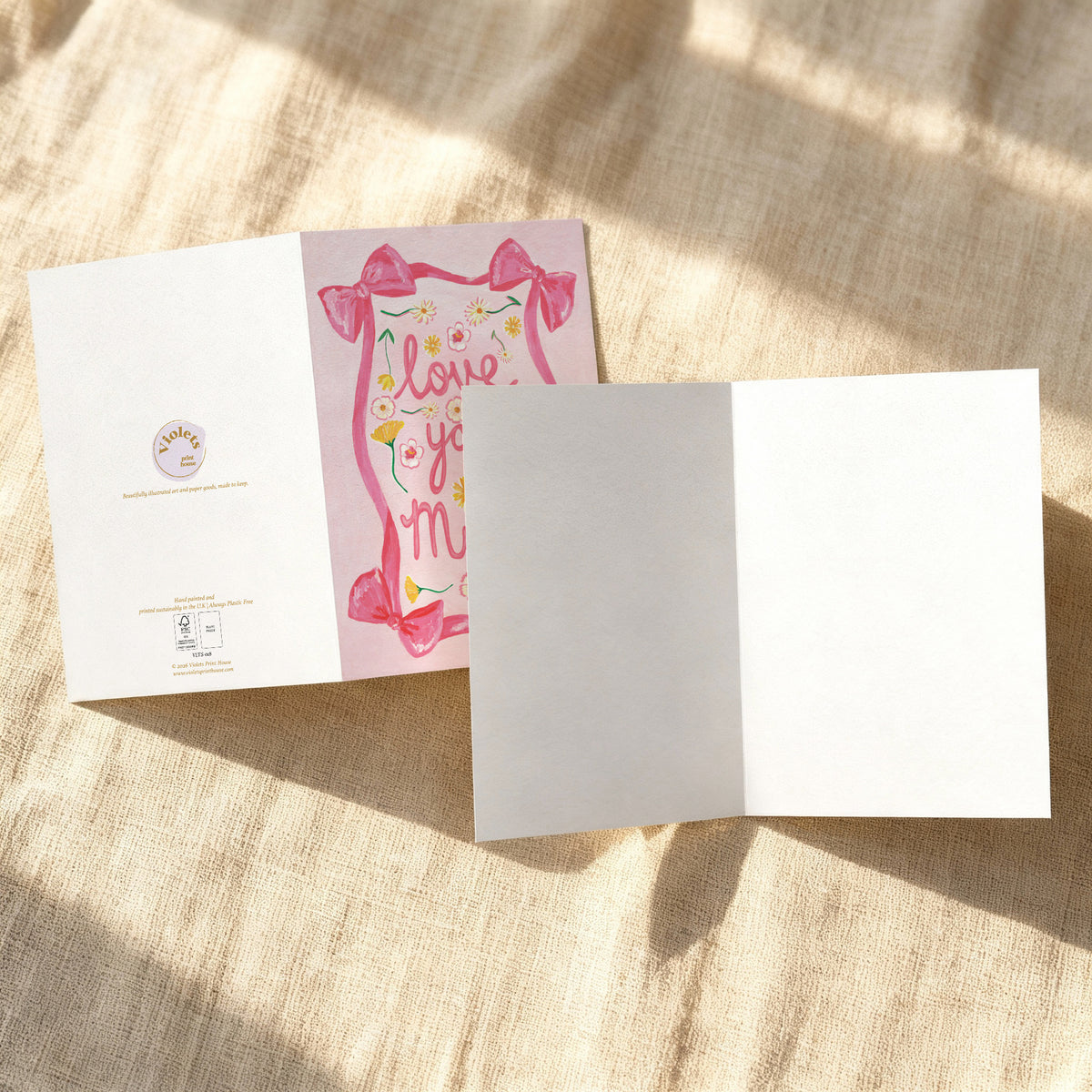Love You Mum Floral Bow Card