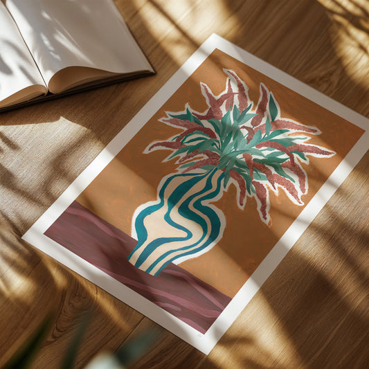 Artistic drawing of a wild flowers on a wooden surface with an open book.