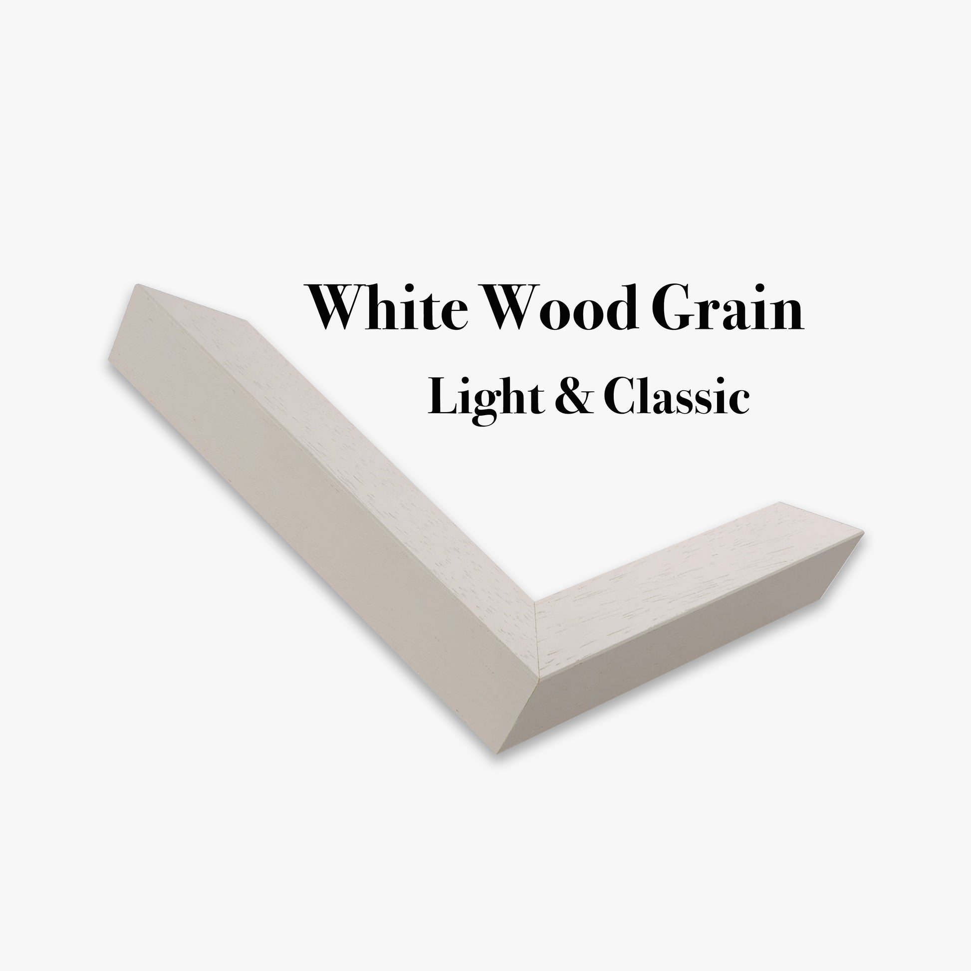 White wood grain decorative item with text on a white background