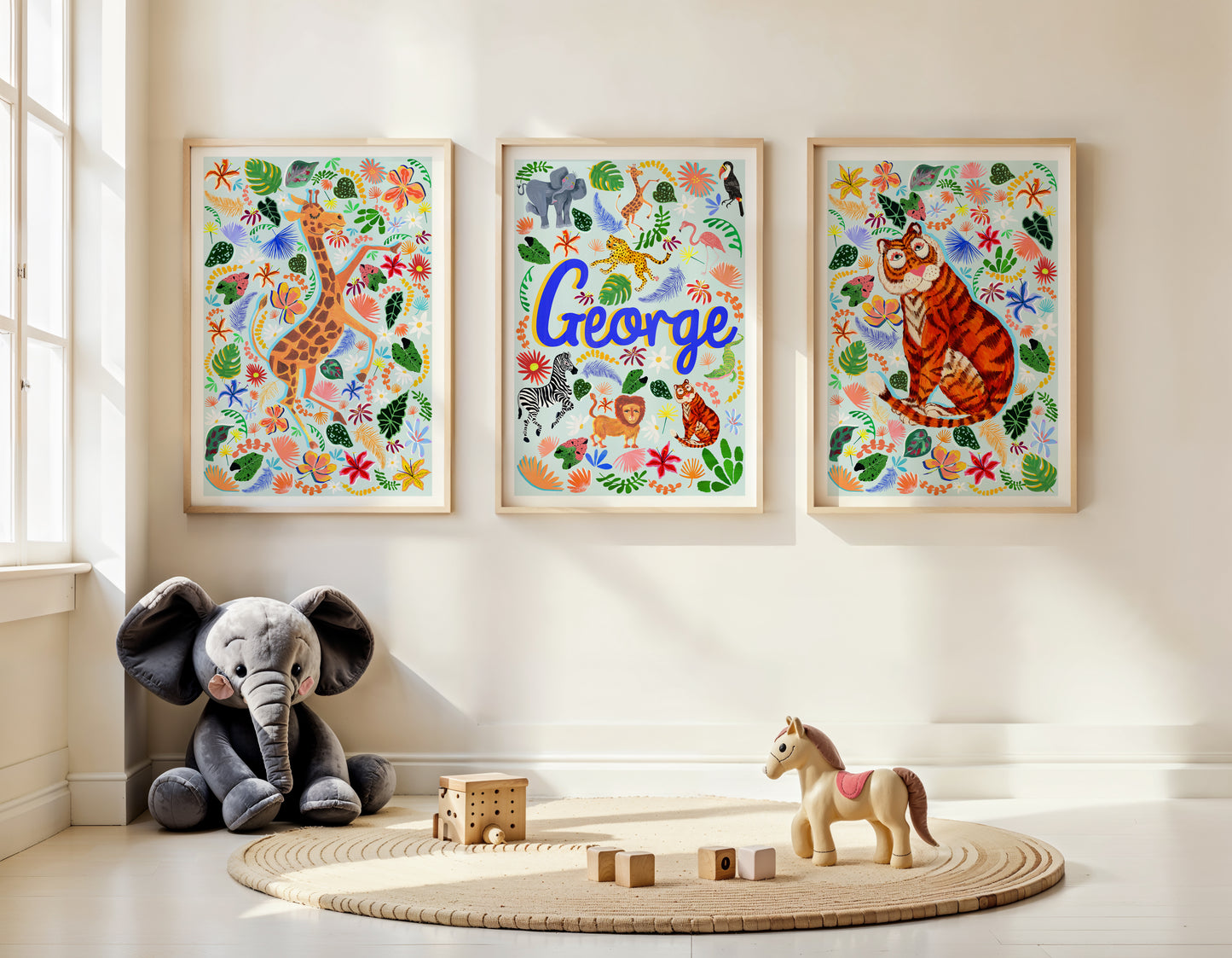 Safari Animal Name Print Set of 3
