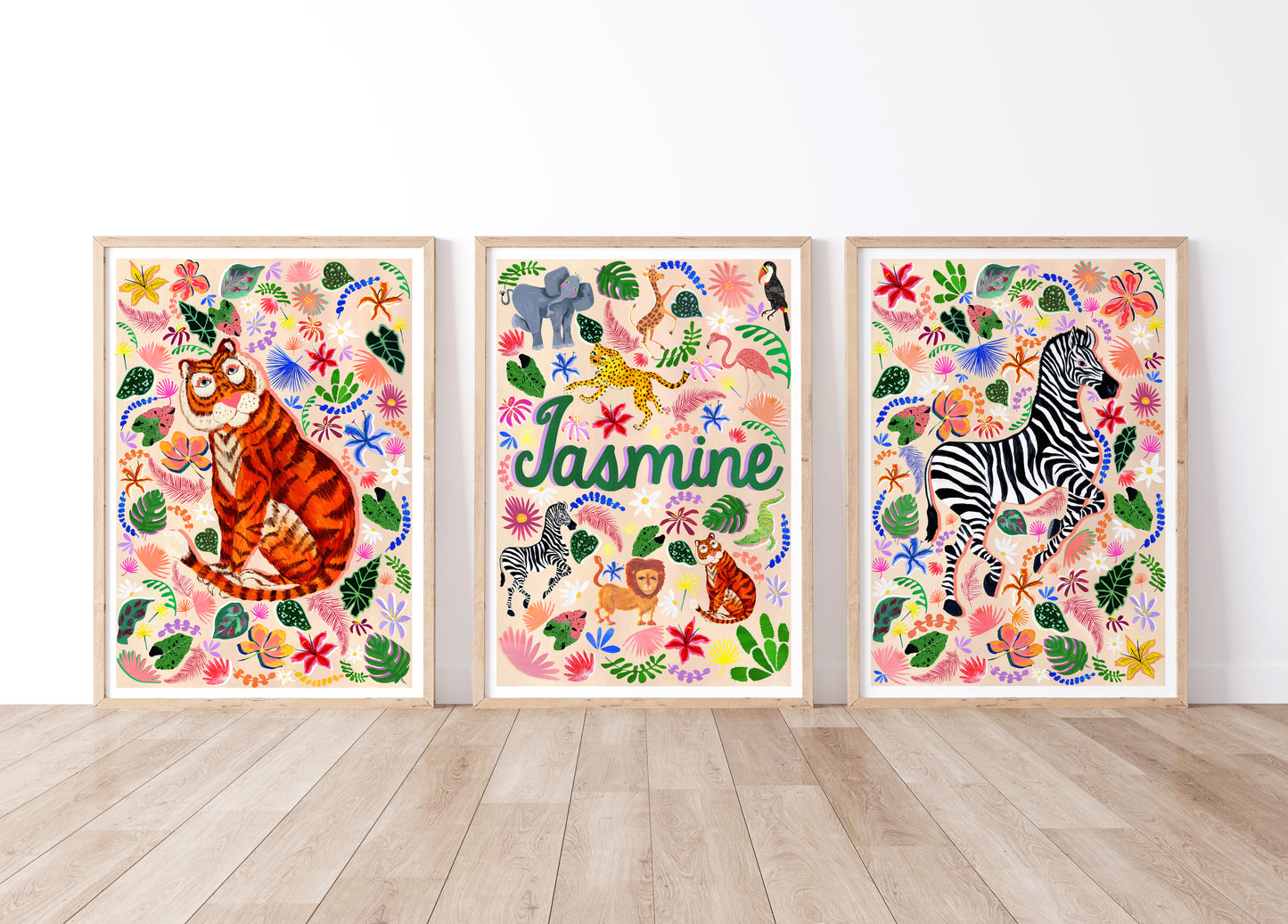 Safari Animal Name Print Set of 3