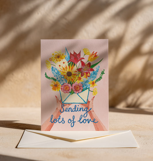 Sending Lots of Love Floral Greeting Card