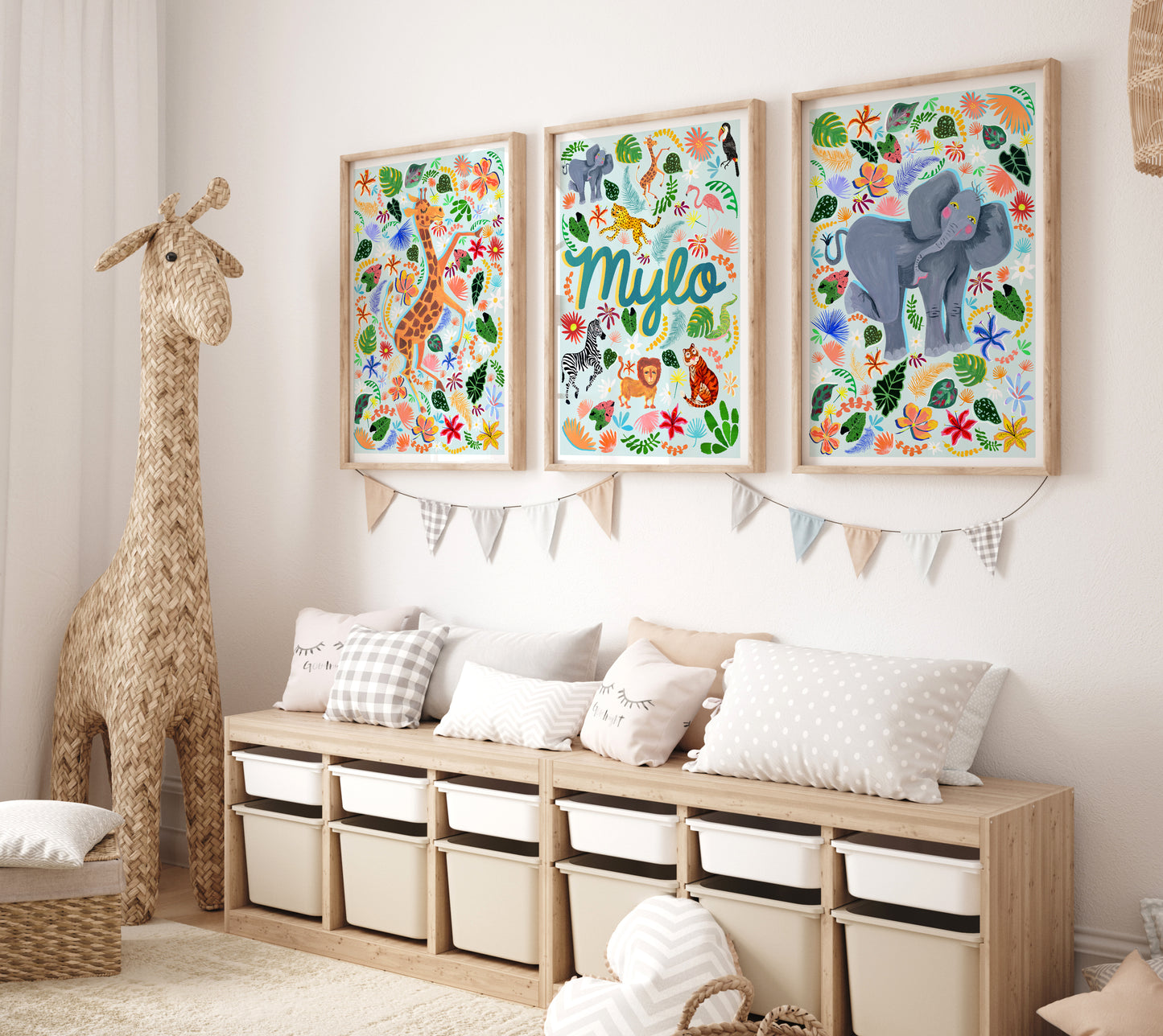 Safari Animal Name Print Set of 3