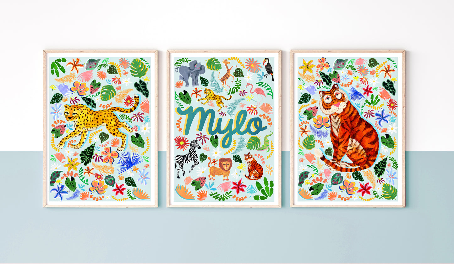 Safari Animal Name Print Set of 3