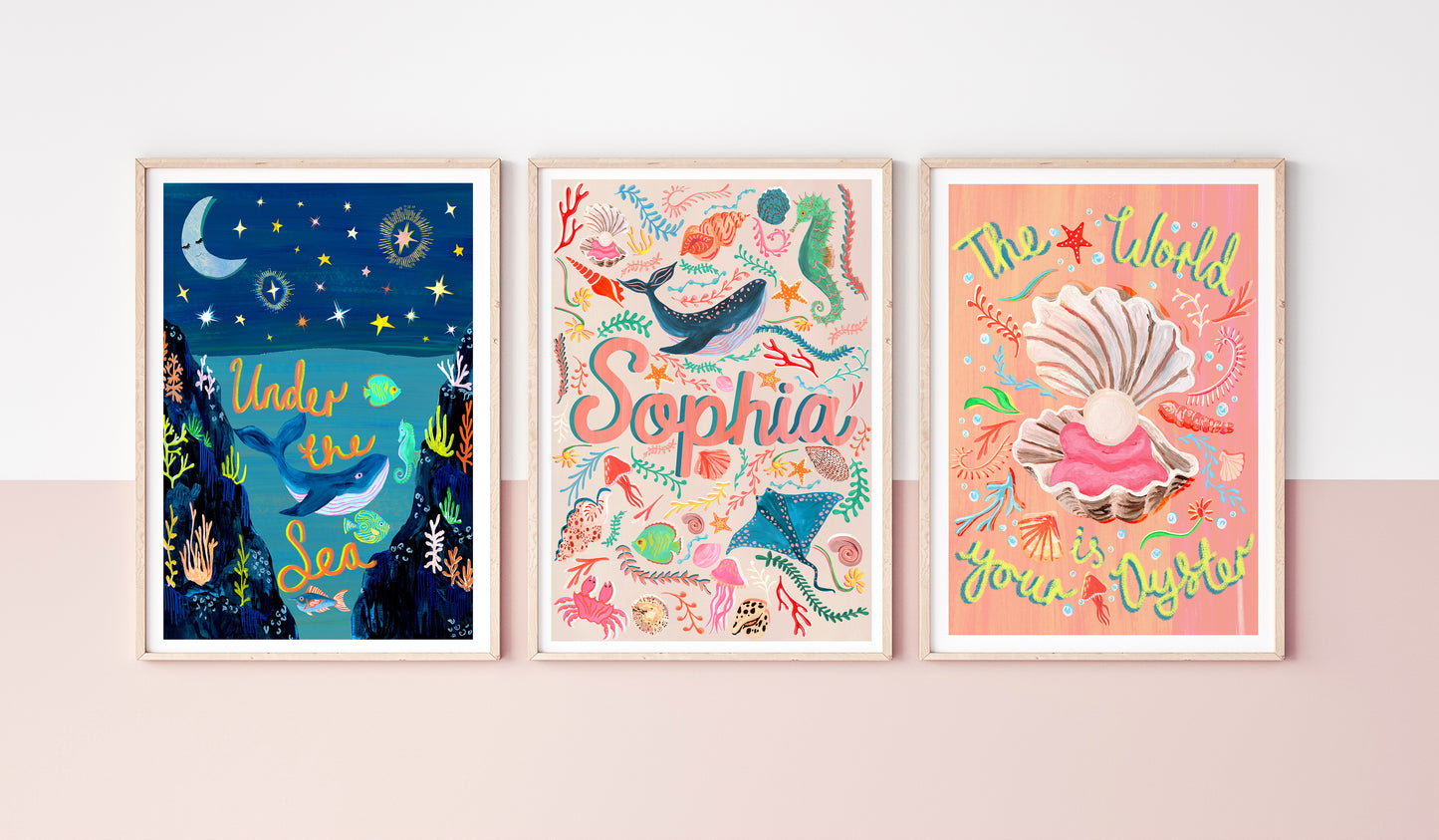 Whale Under the Sea Nursery Print