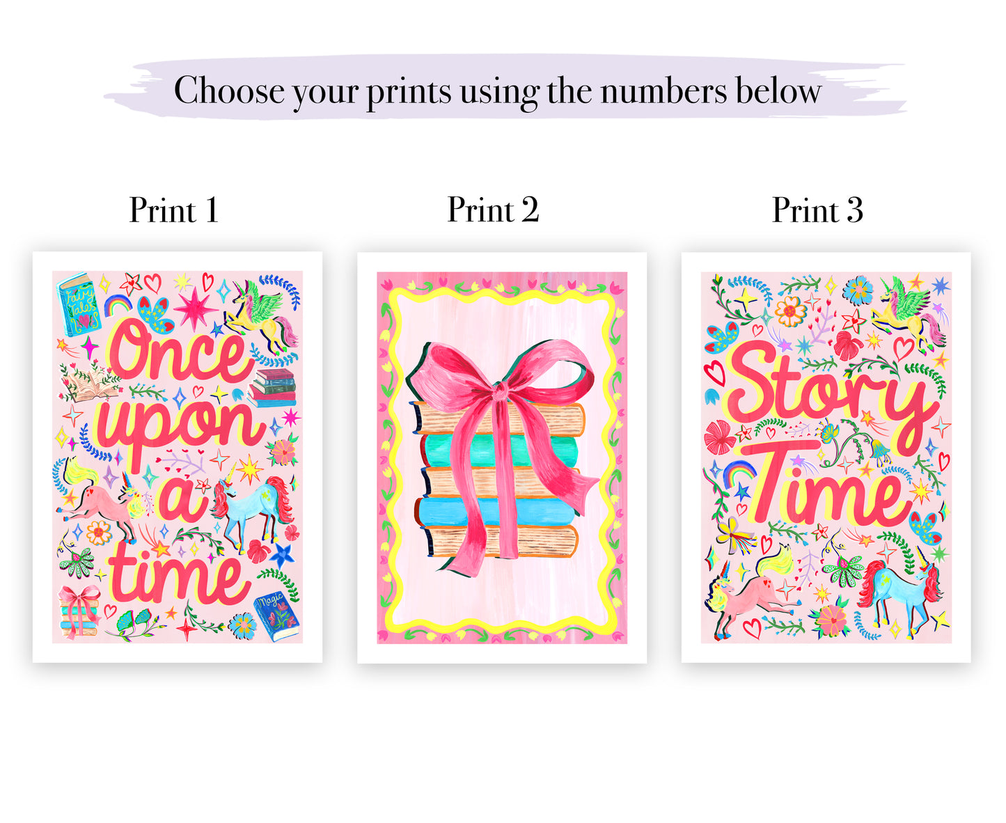 Unicorn Storybook Wall Art Set