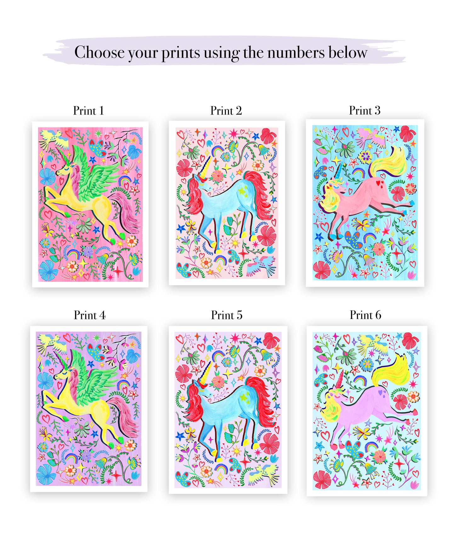 Unicorn Name Print Set of 3